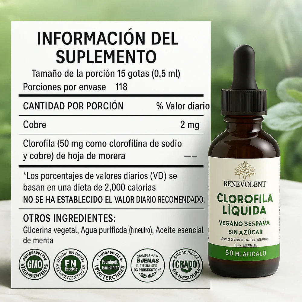 Clorofila Moisse® | Gotero Premium 🌿 Sin Alcohol + Sin Gluten + Salud al Máximo