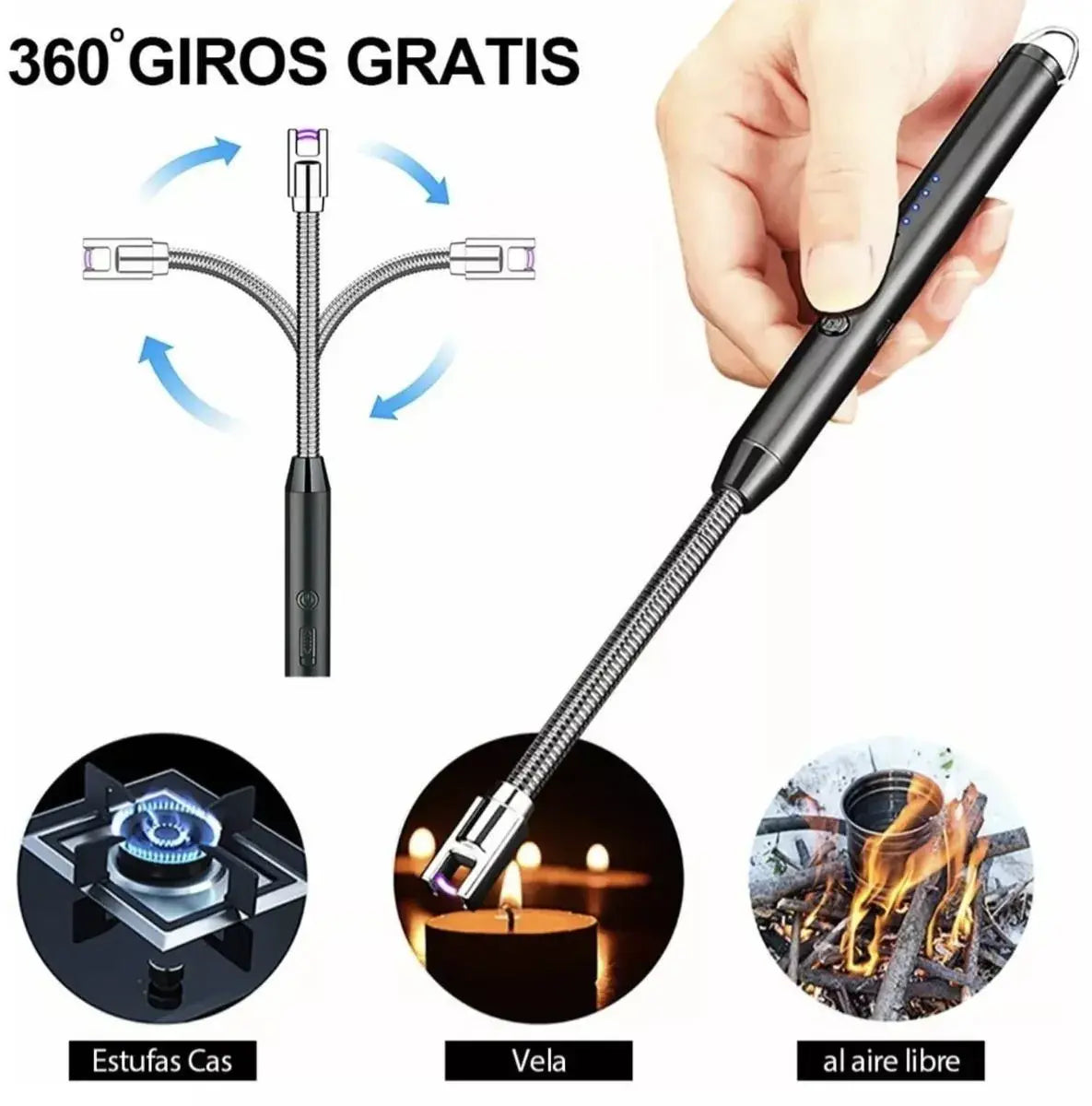 🚨GRAN OFERTA - ENCENDEDOR ELÉCTRICO USB – POTENTE Y RECARGABLE SIN LLAMA, SIN GAS