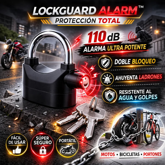 LockGuard Alarm™ – Candado Antirrobo 110dB con Doble Bloqueo – Protección Total