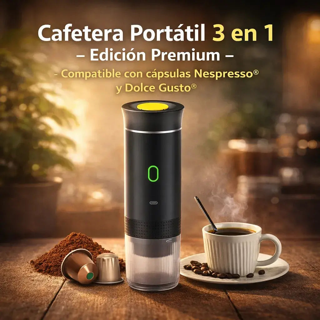 Cafetera Portatil 3 En 1 - Edición Premium- Compatible con cápsulas Nespresso® y Dolce Gusto® 🚨 HOY 30% DE DESCUENTO