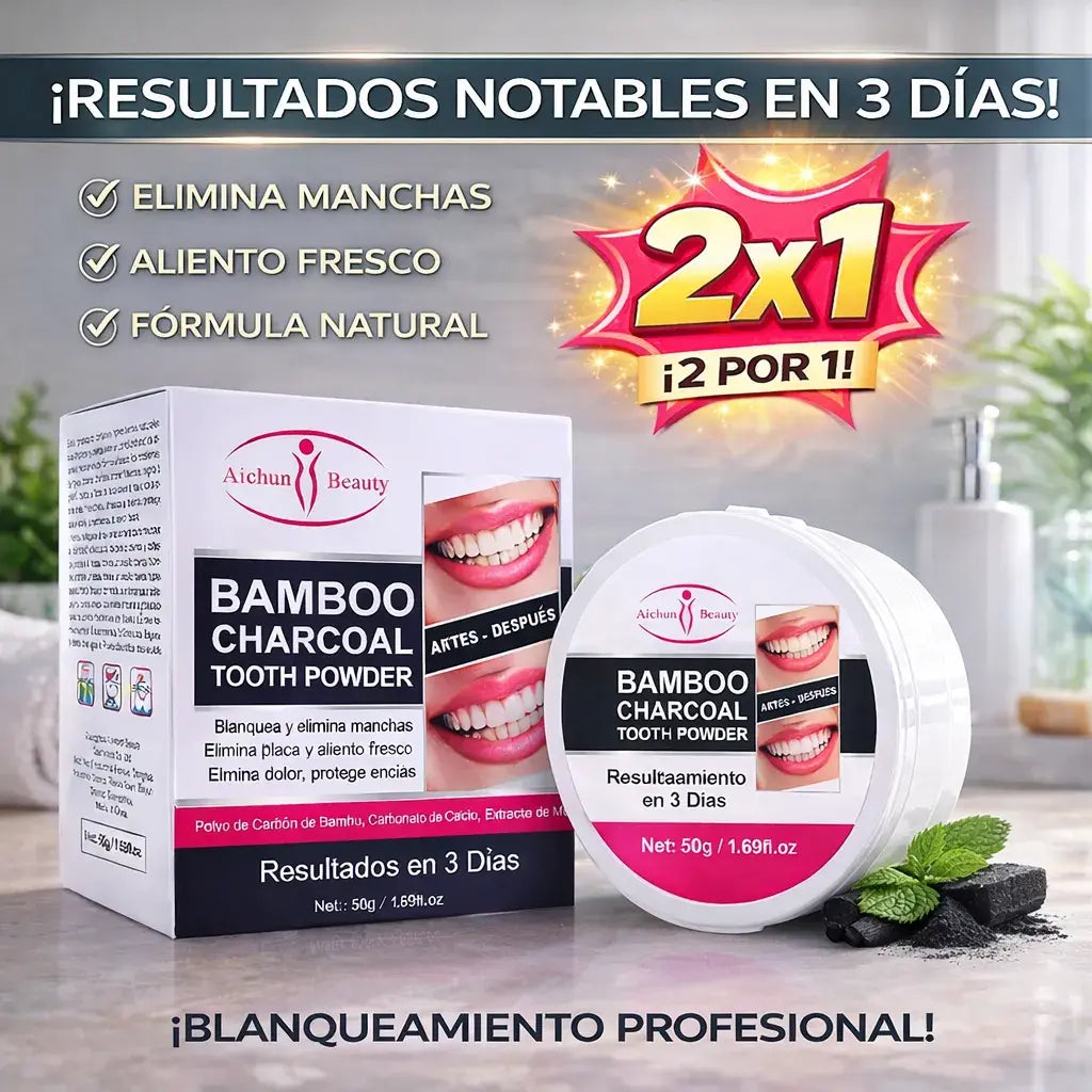 🚨 PROMOCIÓN 2X1 – Blanqueador Dental con Carbón Activado + Sonrisa Más Blanca y Aliento Fresco