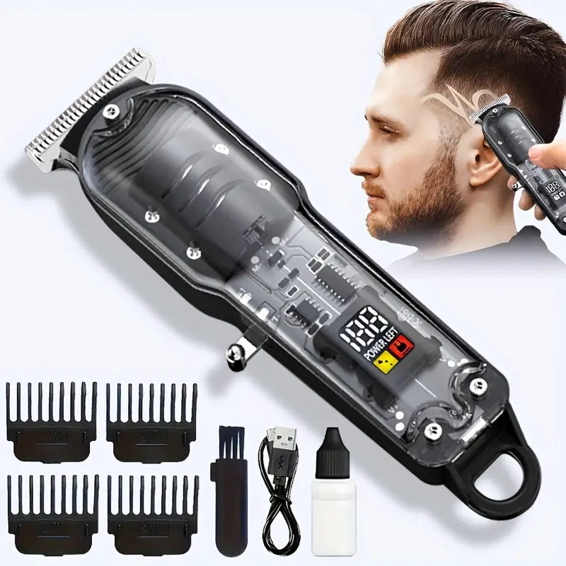 Máquina de peluquería profesional inalámbrica + Pantalla LED + Motor Alemán + Kit completo