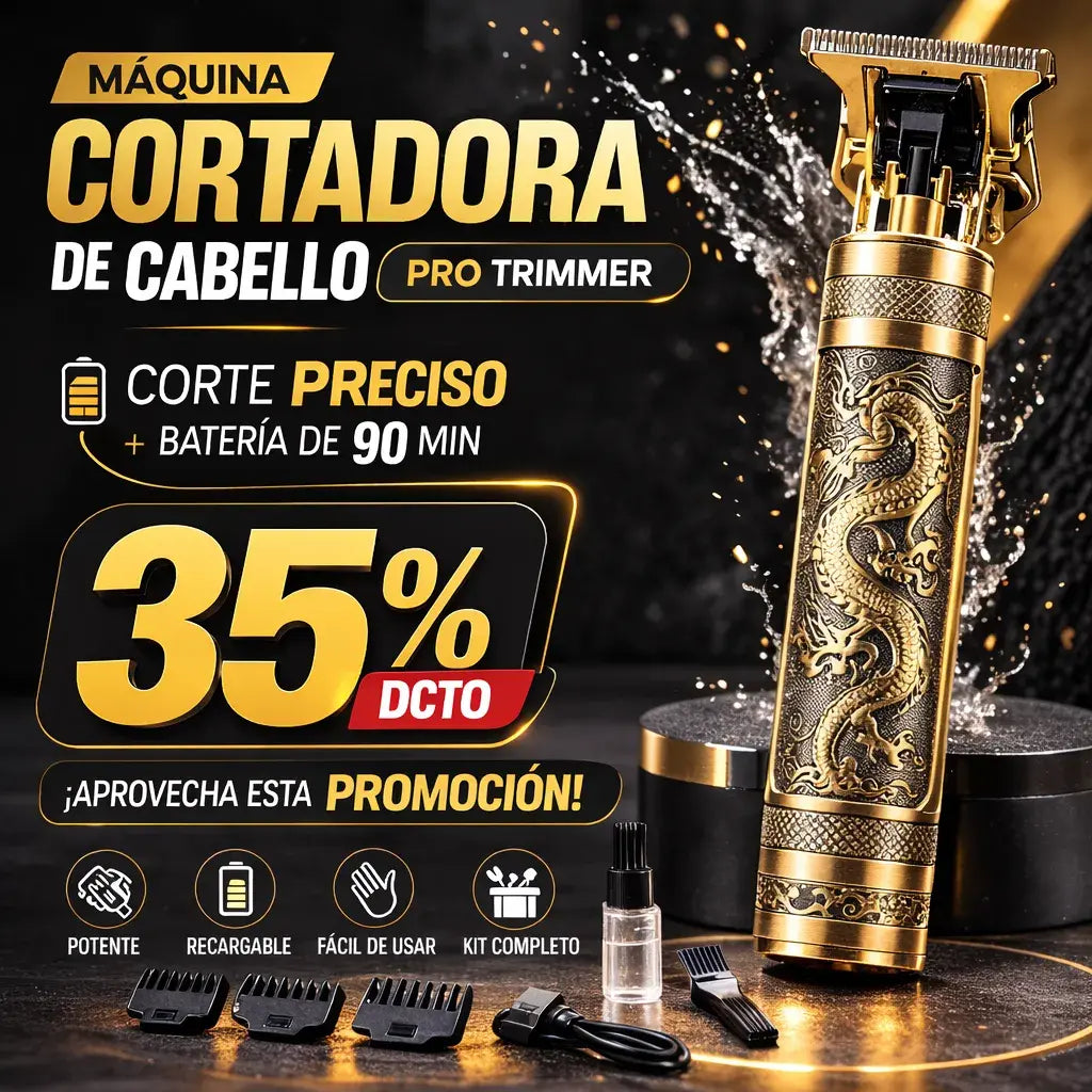 Máquina Cortadora de Cabello Pro Trimmer – Corte Preciso + Batería 90 Min | Promoción 35% DCTO HOY