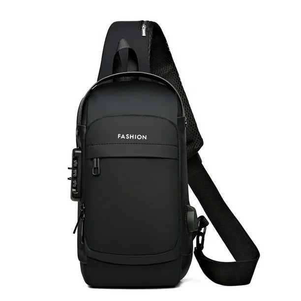 Mochila cruzada premium antirrobo + USB + Impermeable + Multi compartimientos