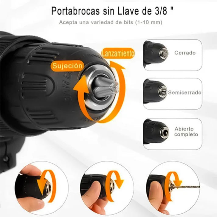 TALADRO MOX 21V: Potencia Extrema + Kit Completo y Batería Extra Gratis!