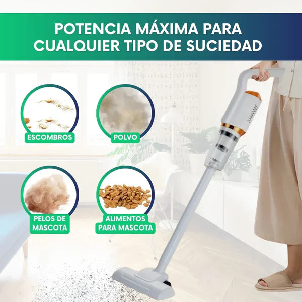 Aspiradora portátil 3 en 1, ultraligera, con succión ciclónica potente e incluye 3 cabezales