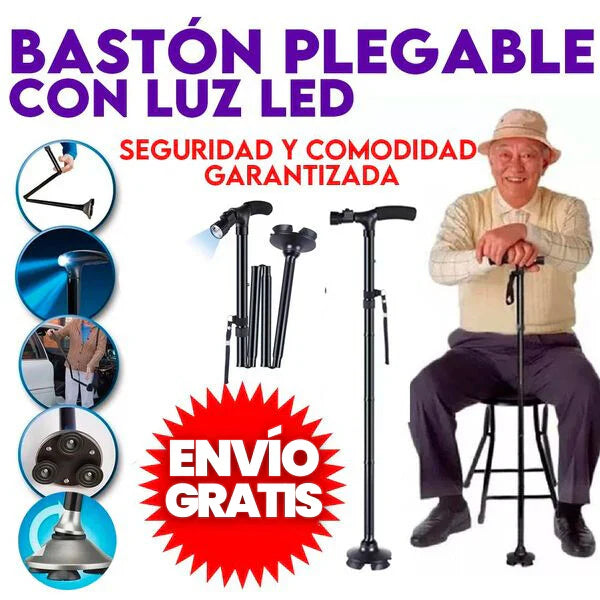 🎯 ¡OFERTA EXCLUSIVA! BASTON INTELIGENTE CON LUZ Y SOPORTE FIRME🦯