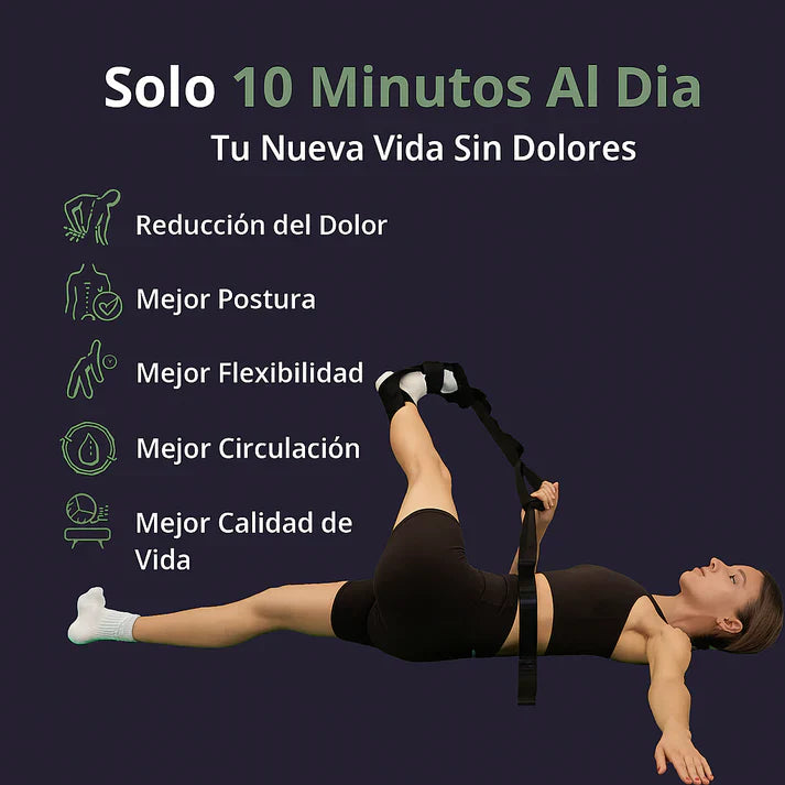 Banda de Estiramiento Power Flex con soporte ergonómico + Ebook virtual y video de estiramiento gratis