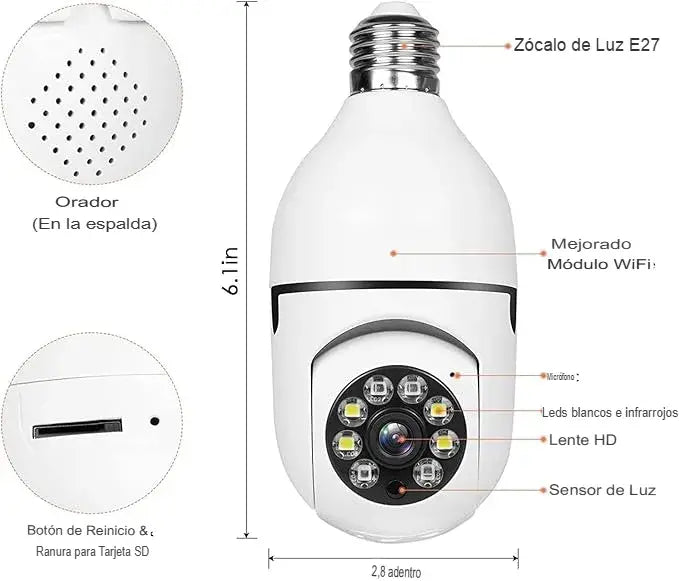 🚨NUEVO LANZAMIENTO-FOCO CÁMARA 360° V380 PRO