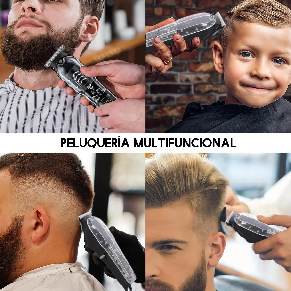 Máquina Profesional Inalámbrica con Pantalla LED + Perfiladora de Barba de Regalo