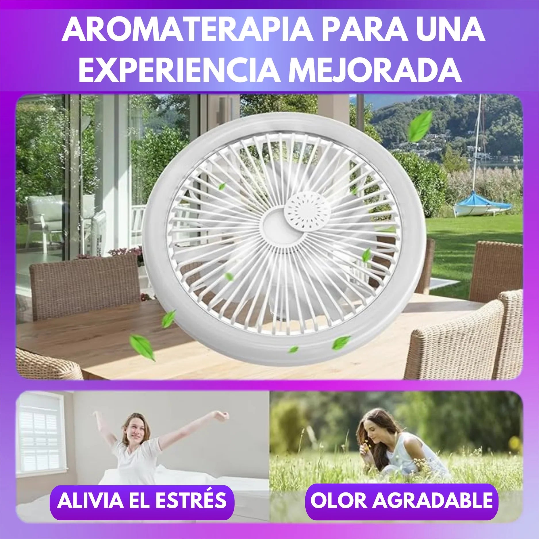 Ventilador de Techo Turbo LED® 3 en 1 | Ultra Potente, Silencioso y Aromatizante