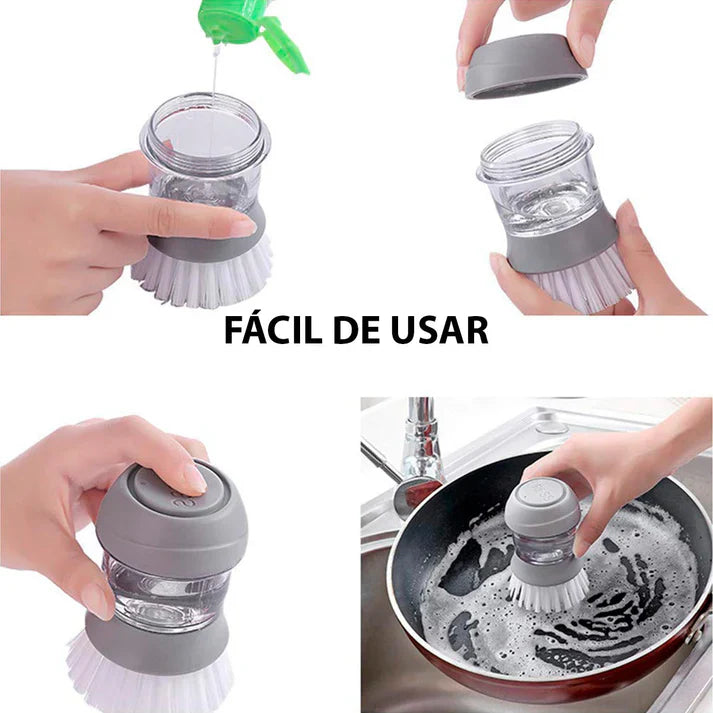 Cepillo 3 en 1 de cocina premium con dispensador + envío gratis