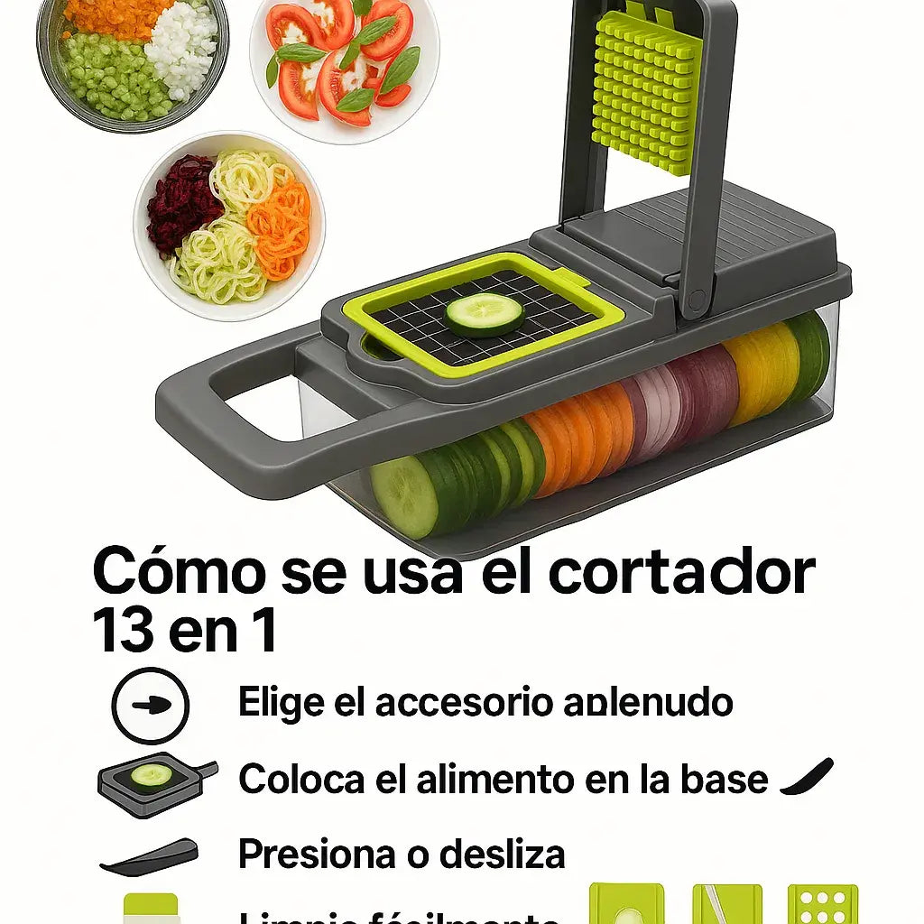 🚨LANZAMIENTO PREMIUM - CORTADOR DE VERDURAS 13 EN 1 | SEGURO Y VERSÁTIL🔪