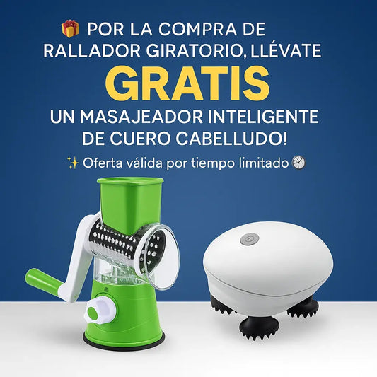 🎁 Compra tu Rallador giratorio y recibe un Masajeador de Cuero Cabelludo ¡GRATIS!