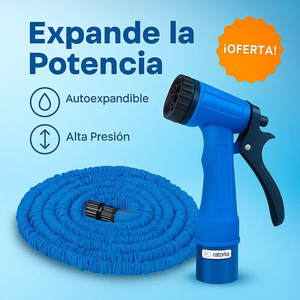 Manguera Auto expandible de 15 metros - pistola de presión con múltiples modos de riego - 30%DCTO