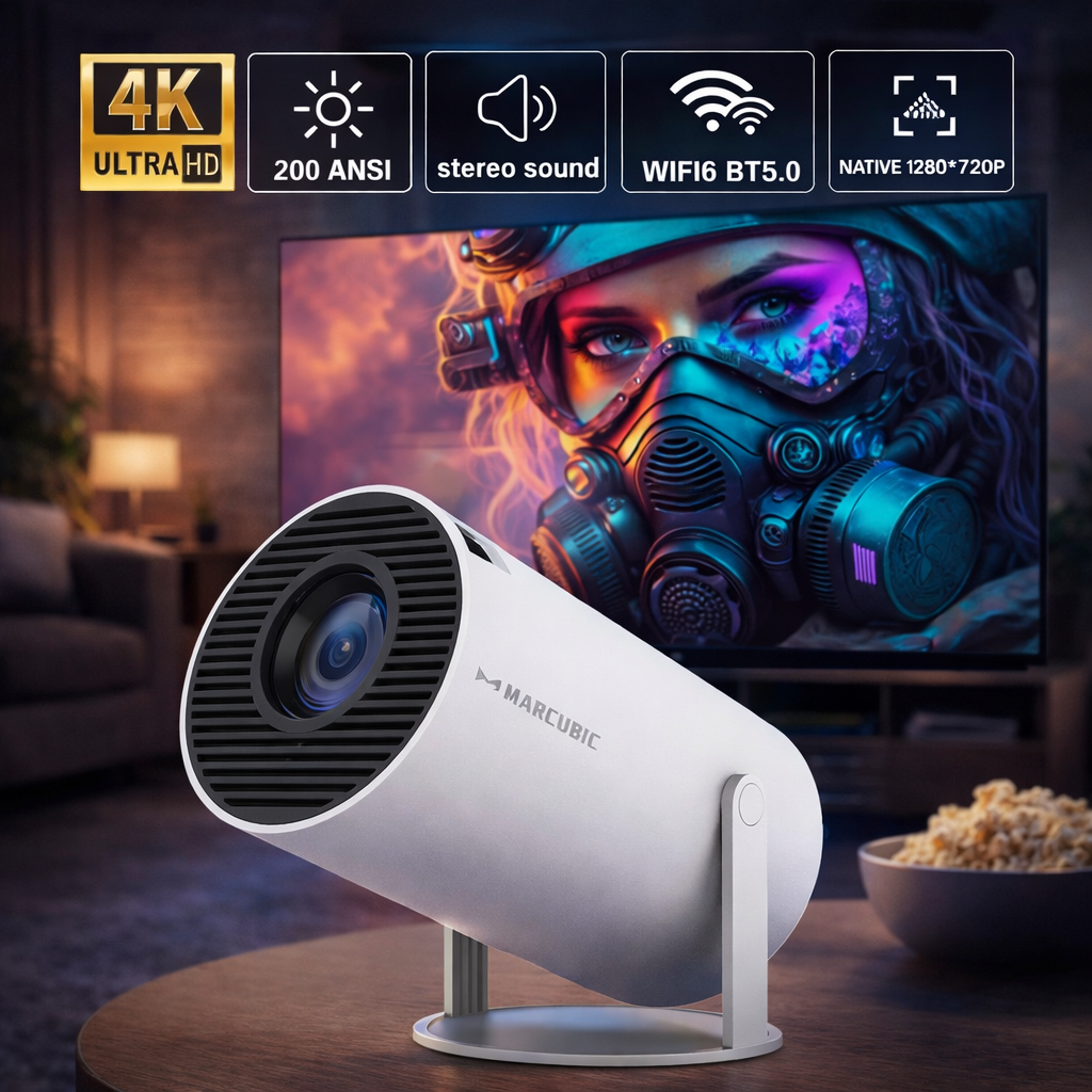 Proyector HY300 180° con Android + Wi-Fi/Bluetooth| Cine portátil HD de alto rendimiento