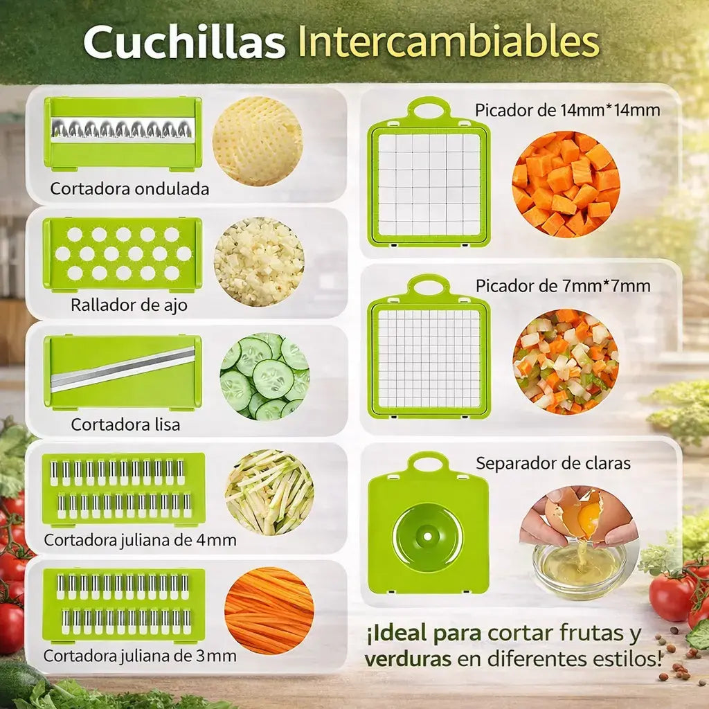 Picador de Frutas y Verduras 16 en 1 | Ahorra Tiempo en tu Cocina🎁HOY 30% DCTO