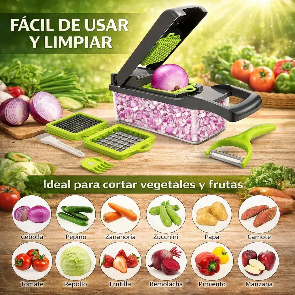 Picador de Frutas y Verduras 16 en 1 | Ahorra Tiempo en tu Cocina🎁HOY 30% DCTO