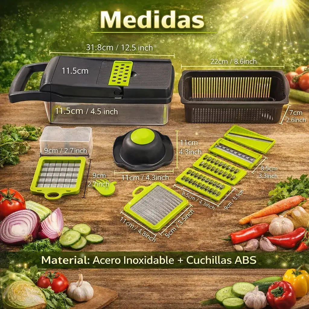 Picador de Frutas y Verduras 16 en 1 | Ahorra Tiempo en tu Cocina🎁HOY 30% DCTO