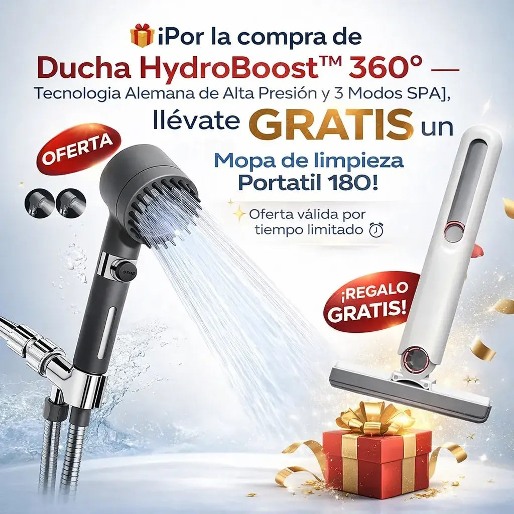 🎁 Compra la Ducha HydroBoost™ 360° y recibe una Mopa de Limpieza Portátil ¡GRATIS!