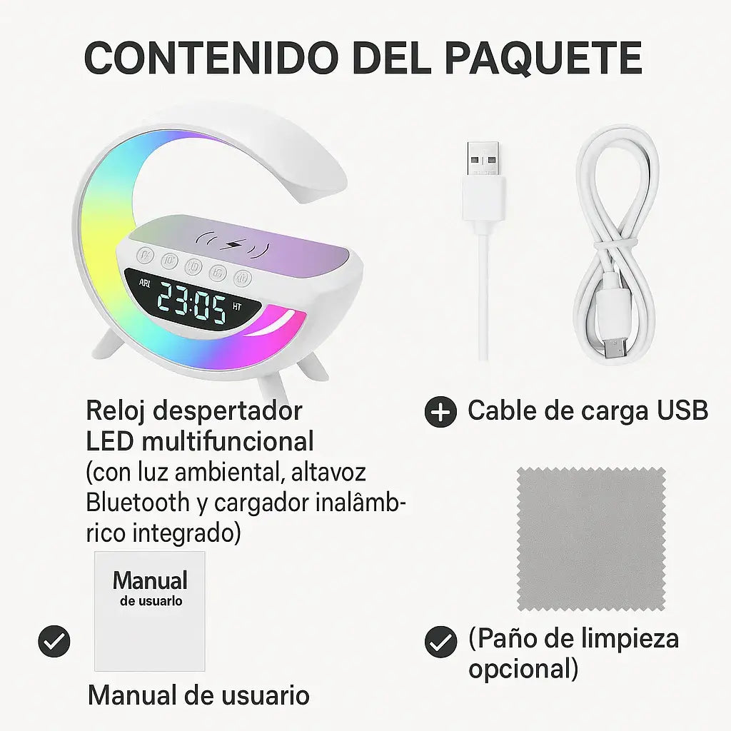 🚨¡Oferta! Lámpara 3 en 1: Luz, Parlante y Carga Inalámbrica