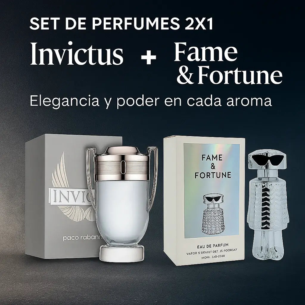 Set de Perfumes originales 2x1 Invictus + Fame & Fortune | Elegancia y poder en cada aroma