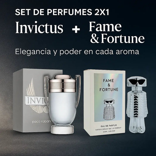 Set de Perfumes originales 2x1 Invictus + Fame & Fortune | Elegancia y poder en cada aroma