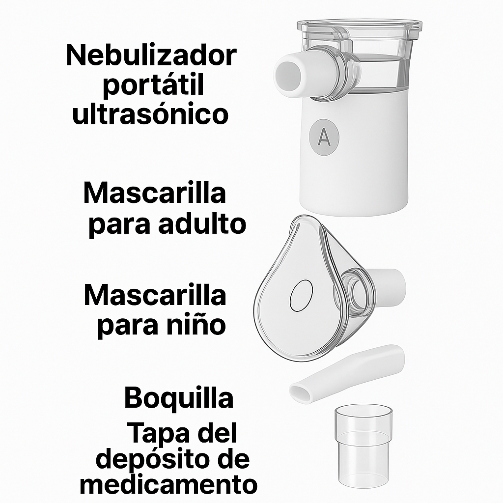 💨 Nebulizador Portátil Ultrasónico Pro + Kit Familiar: ¡Recarga USB/Batería! 🔋