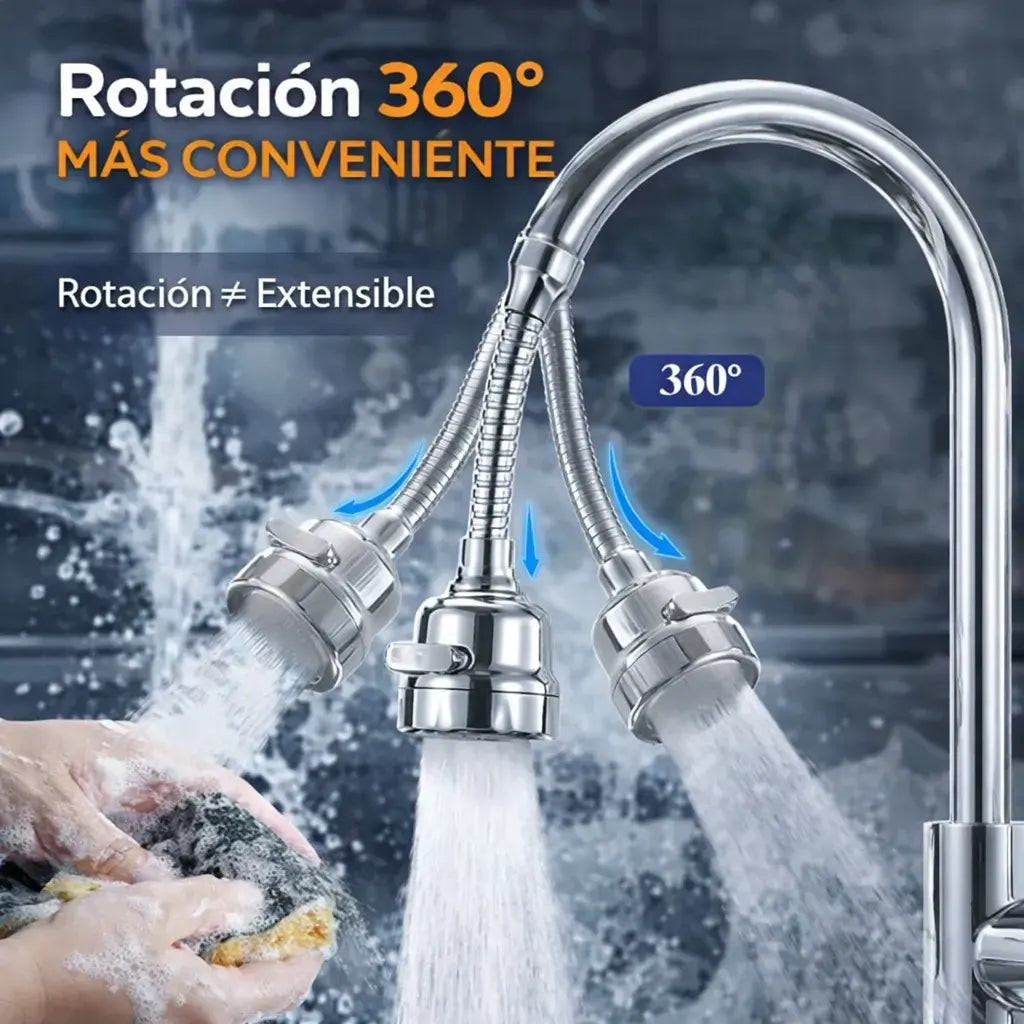 Grifo Flexible 360° con 3 Modos – Máximo Control del Agua