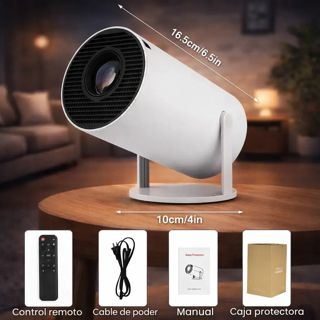 Proyector HY300 180° con Android + Wi-Fi/Bluetooth| Cine portátil HD de alto rendimiento