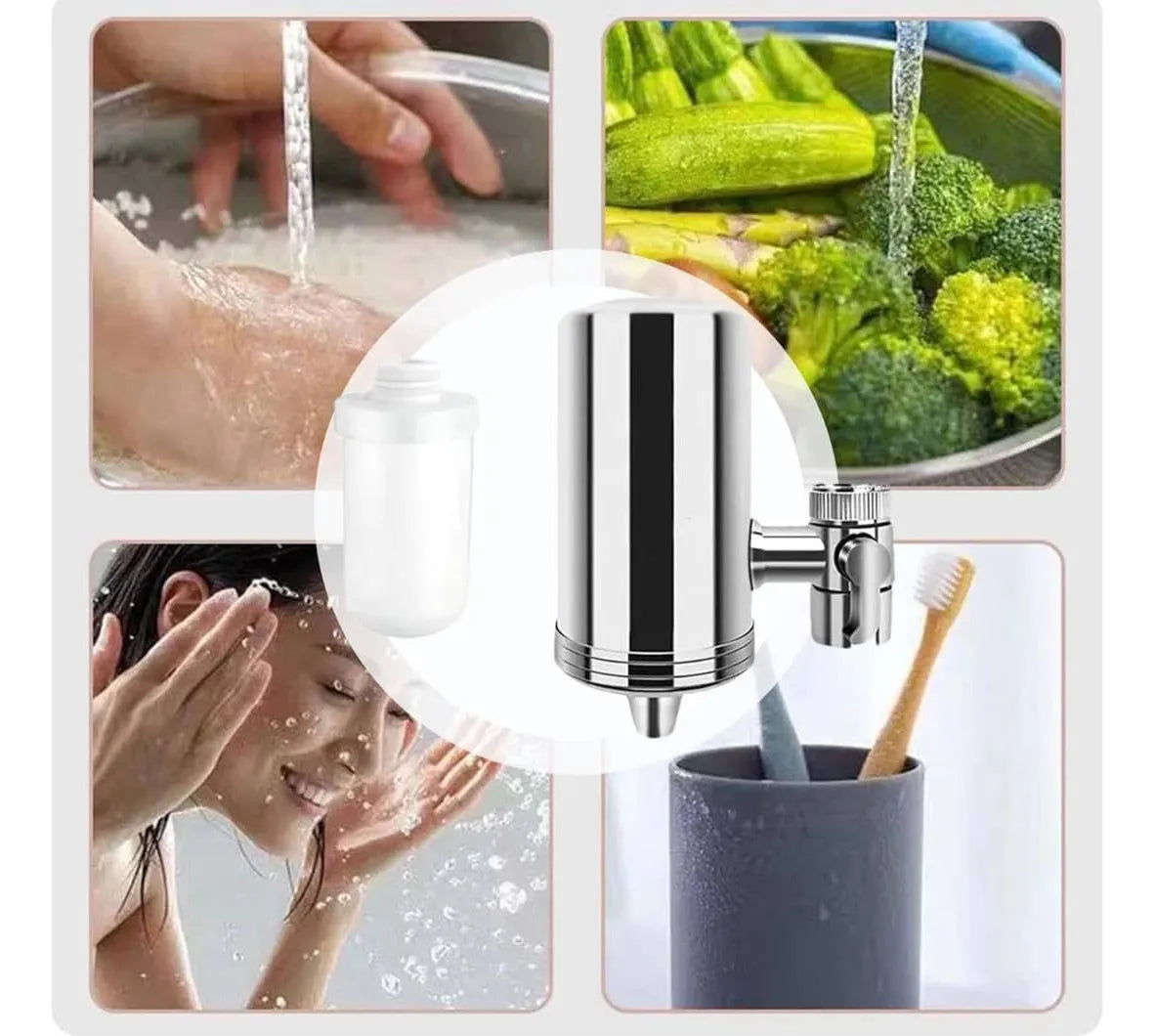 AquaSilver™ Extensión UNIVERSAL purificadora de agua para grifo en acero inoxidable - Agua potable sin hervir y sin botellones