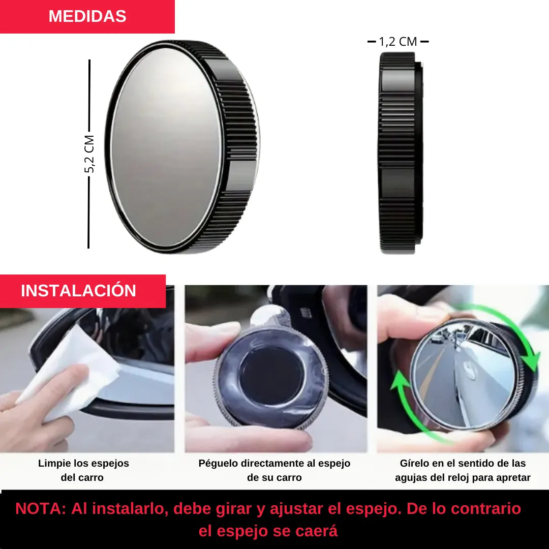 🔥 Espejos Punto Ciego 360°  | Visión clara y protección para tu auto