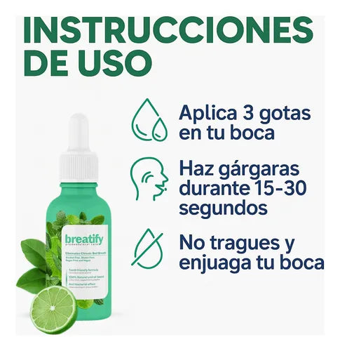 Gotas Breathify  para el mal aliento + frescura inmediata con extractos naturales
