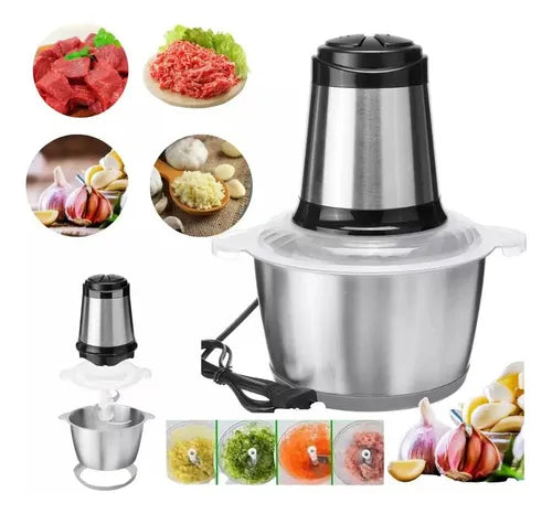 Picadora Eléctrica 3L Profesional con Doble Cuchilla + Recetario Gratis 🎁