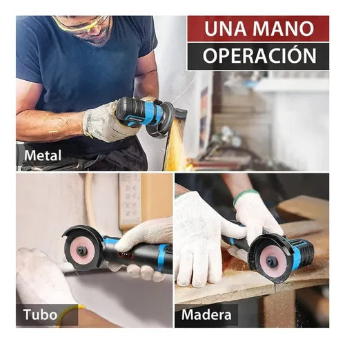 Amoladora Inalámbrica de Alta Potencia de 2 Baterías + discos de corte + Cargador Rápido