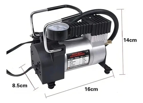 🚨 ¡OFERTA ESPECIAL! MINI COMPRESOR PORTÁTIL 12V – DOBLE CILINDRO, 150 PSI