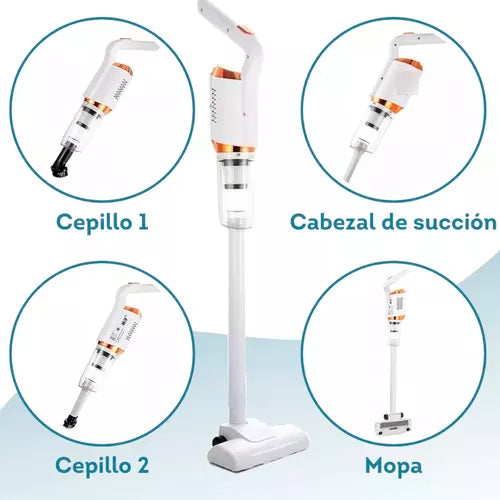 Aspiradora portátil 3 en 1, ultraligera, con succión ciclónica potente e incluye 3 cabezales