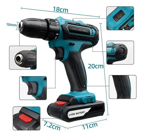 🔧 Taladro Inalámbrico BOMDER Premium + 2 Baterías + Kit de 32 Accesorios