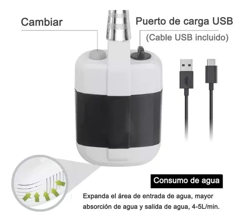 Ducha Portátil Eléctrica con Batería Recargable para Camping  Viajes vehículos y jardín