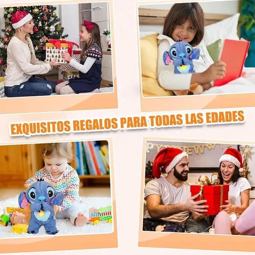 Peluche Stich Respira Original™ + luz relajante LED + tejido ultra suave + ideal para niños y adultos