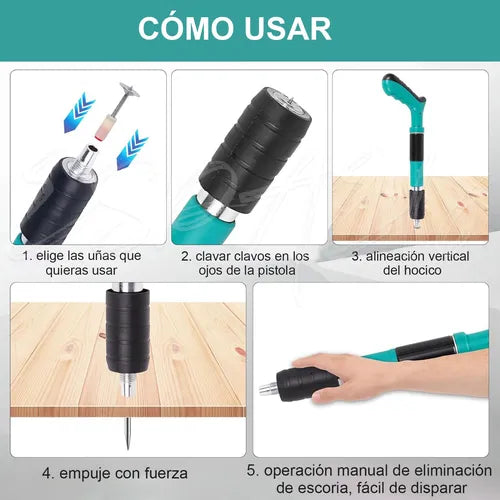 Pistola de Clavos Profesional de Impacto con Precisión + Kit de Protección y 50 Clavos Gratis🔥
