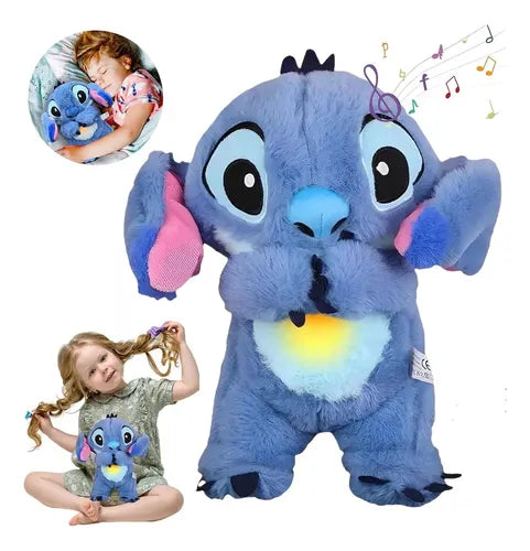 Peluche Stich Respira Original™ + luz relajante LED + tejido ultra suave + ideal para niños y adultos