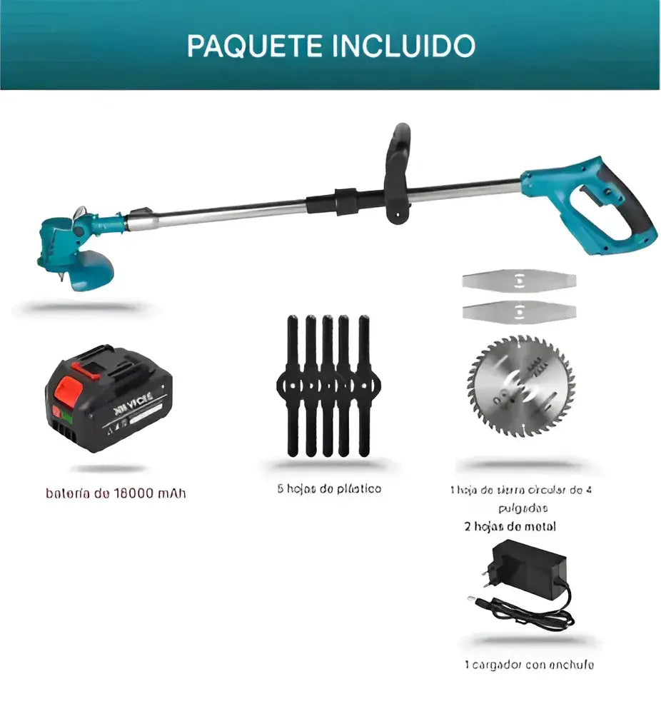 Cortadora profesional de césped sin cables + hoja de acero ultra afilada + batería de larga duración
