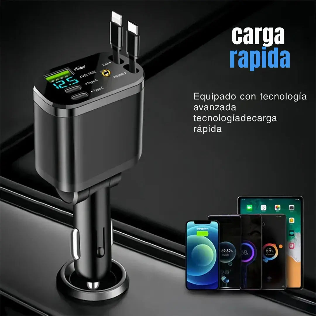 PowerDrive Pro 4 en 1 - 120W ⚡ Carga rápida + 4 puertos + diseño premium