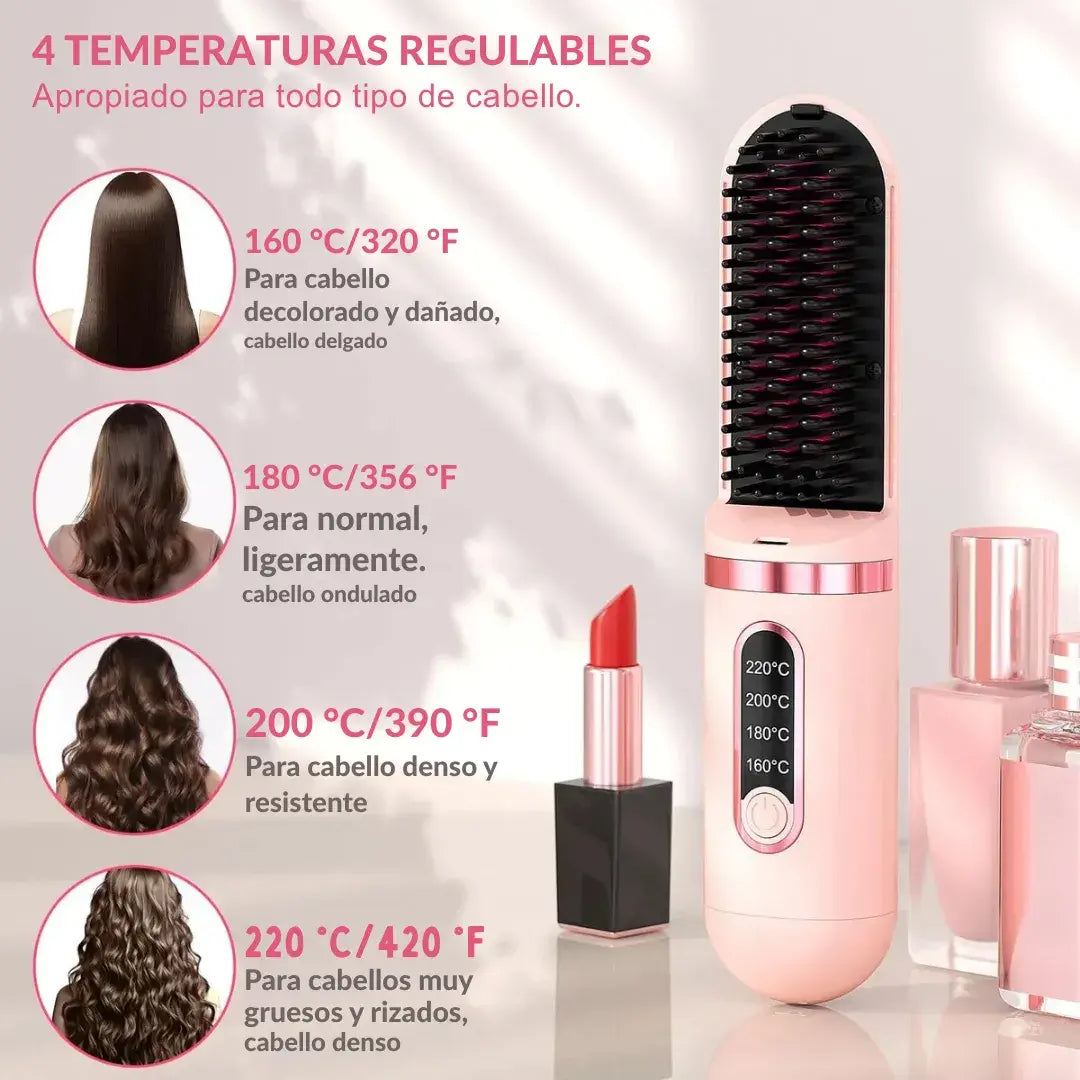 💖Cepillo Alisador Portátil Peina, Alisa y Riza en Minutos