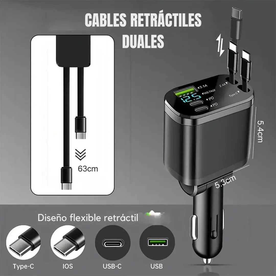 PowerDrive Pro 4 en 1 - 120W ⚡ Carga rápida + 4 puertos + diseño premium