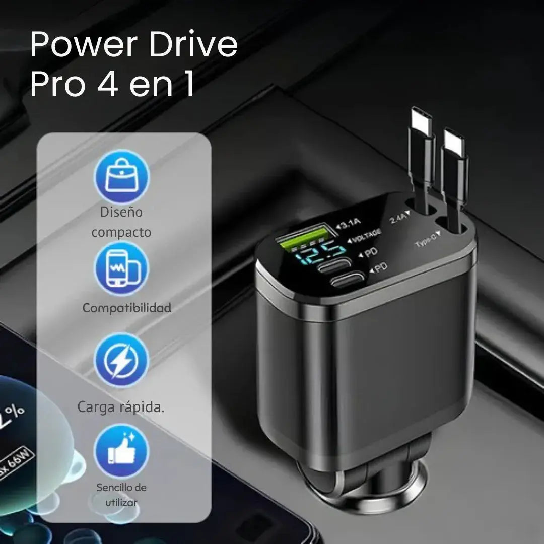 PowerDrive Pro 4 en 1 - 120W ⚡ Carga rápida + 4 puertos + diseño premium