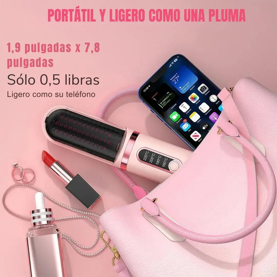 💖Cepillo Alisador Portátil Peina, Alisa y Riza en Minutos