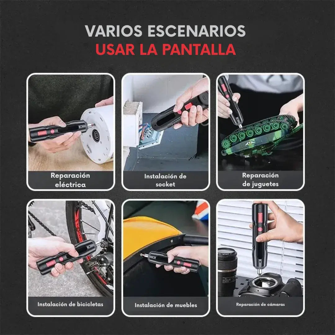 Destornillador Eléctrico Inalámbrico-Tecnología alemana +13 puntas intercambiables