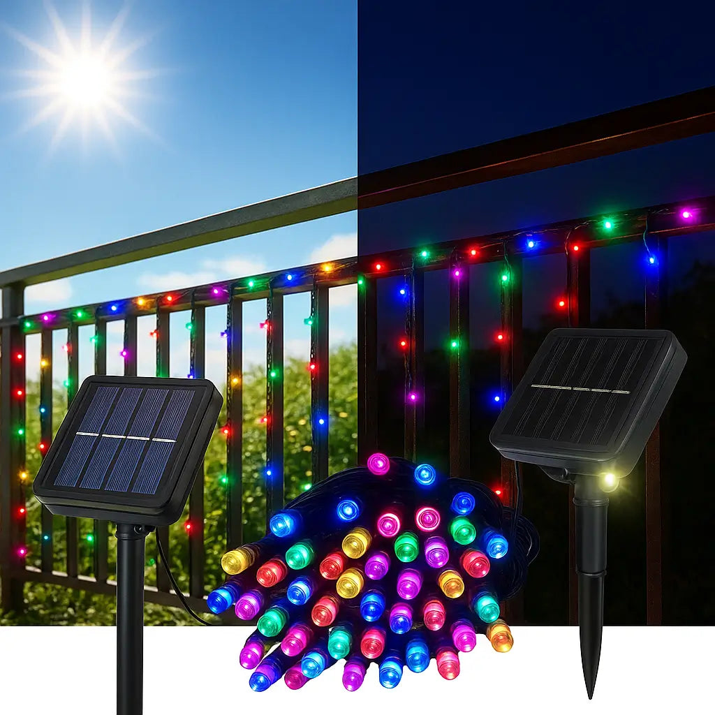 ✨ PREVENTA EXCLUSIVA: Luces Navideñas RGB Premium con Panel Solar 12M - resistente al agua🎄